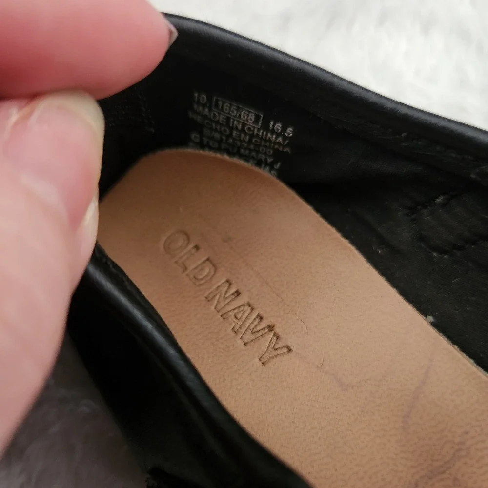 Old‎ Navy Girls Black Faux Leather Mary Jane Flats Shoes Size 10